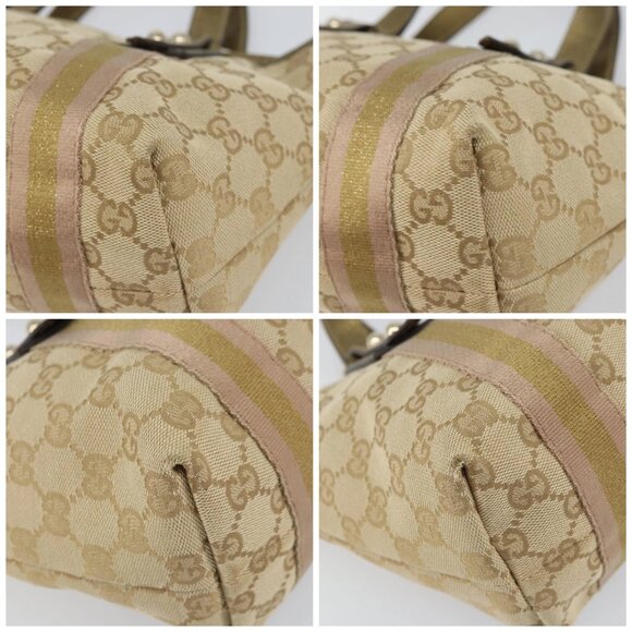 GUCCI GG Canvas Sherry Line Hand Bag Beige Gold 139261 Auth BA8631 - Picture 14 of 16